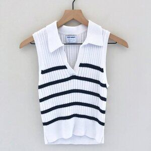 Old Navy Sleeveless Rib-Knit Striped Cropped Polo